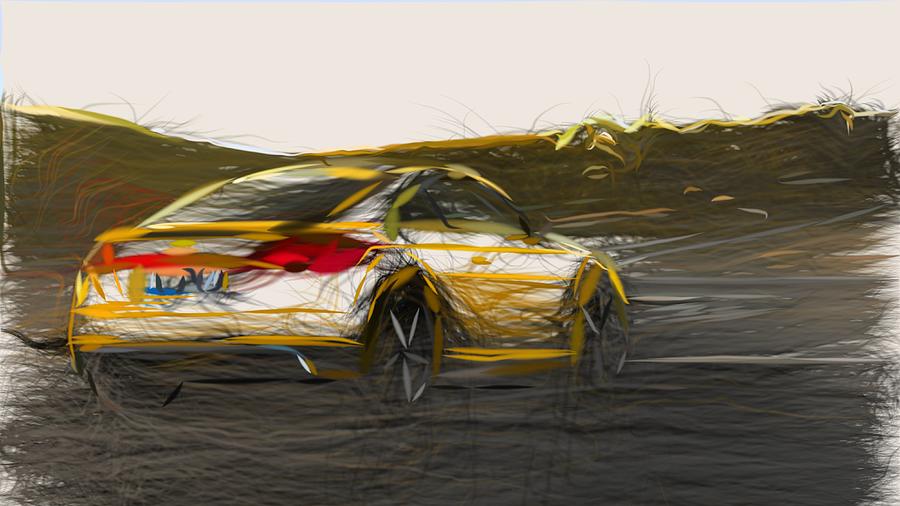 Audi TTS Coupe Drawing #7 Digital Art by CarsToon Concept