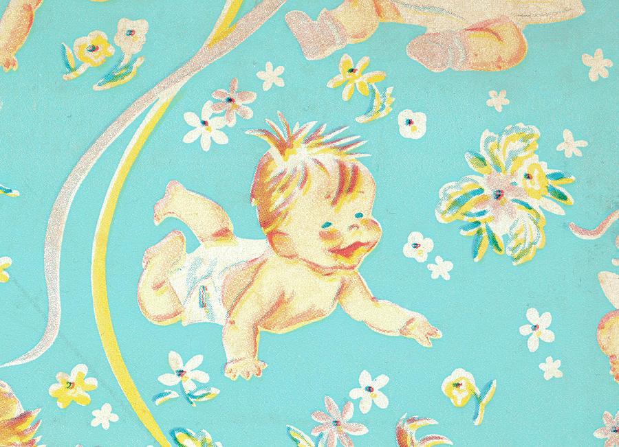 Vintage Drawing - Baby pattern #6 by CSA Images