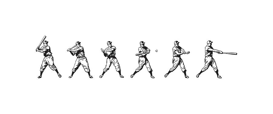 Baseball Player Batting Drawing by CSA Images - Pixels