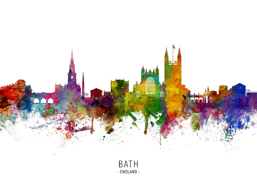 Bath England Skyline Cityscape #6 Digital Art by Michael Tompsett