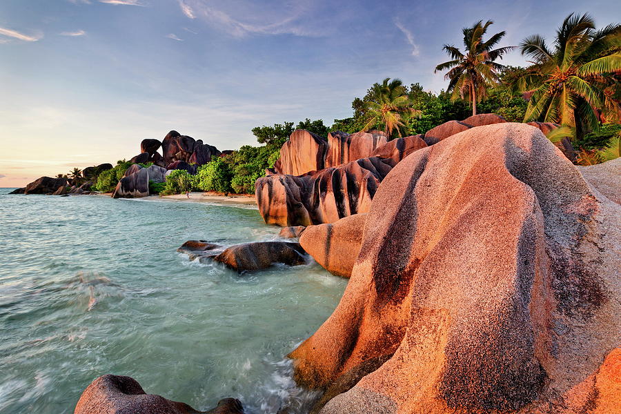 Beach With Granite Rocks, Seychelles #6 Digital Art by Reinhard Schmid