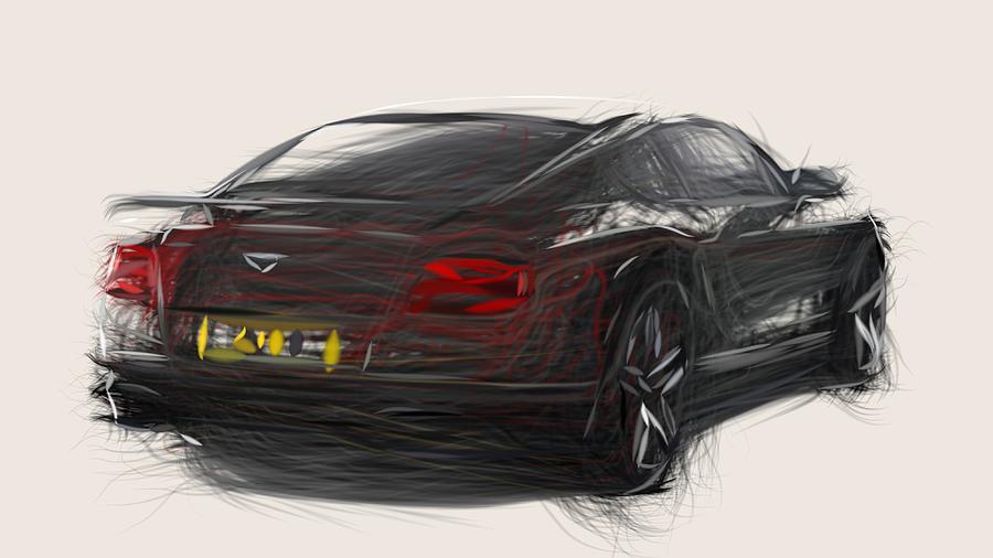 Bentley Continental Supersports Drawing #7 Digital Art by CarsToon Concept