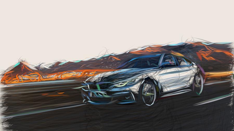 BMW 4 Series Gran Coupe Drawing Digital Art by CarsToon Concept - Fine ...