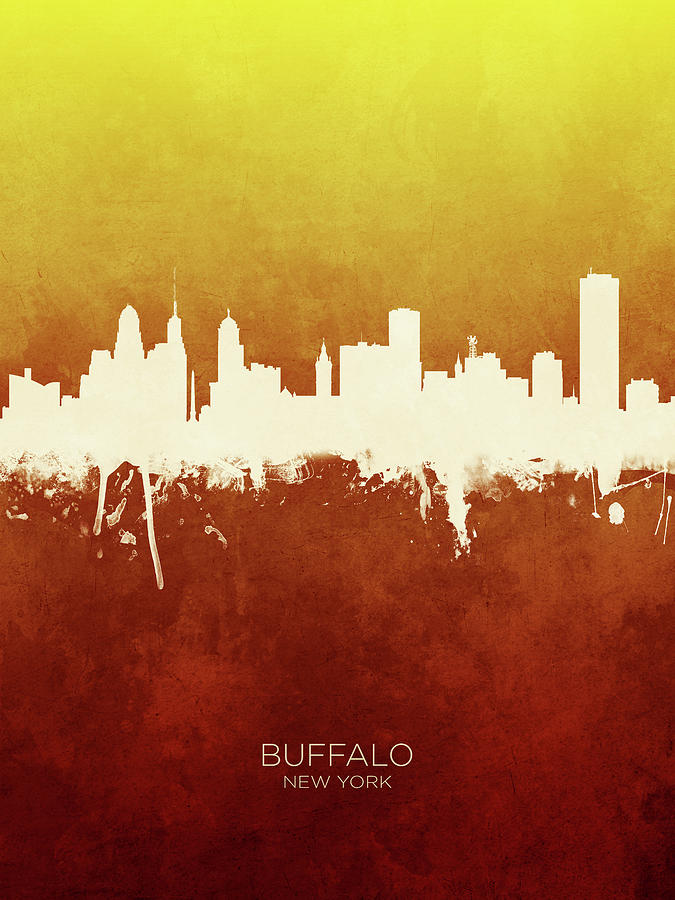 Buffalo Digital Art - Buffalo New York Skyline #6 by Michael Tompsett