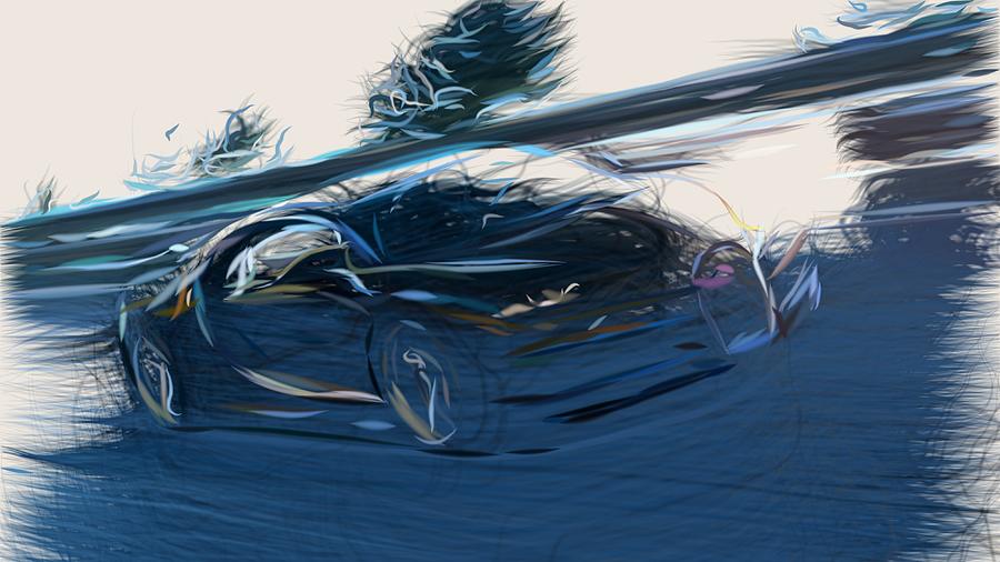 Bugatti Chiron Drawing #7 Digital Art by CarsToon Concept