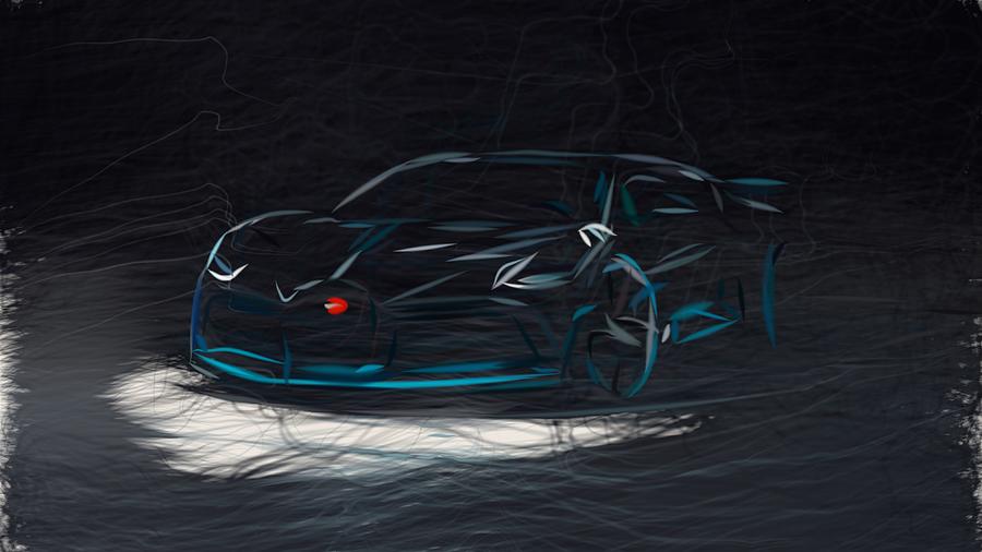Bugatti Divo Drawing #7 Digital Art by CarsToon Concept