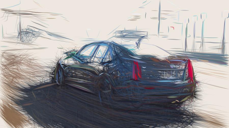 Cadillac ATS V Sedan Draw #7 Digital Art by CarsToon Concept