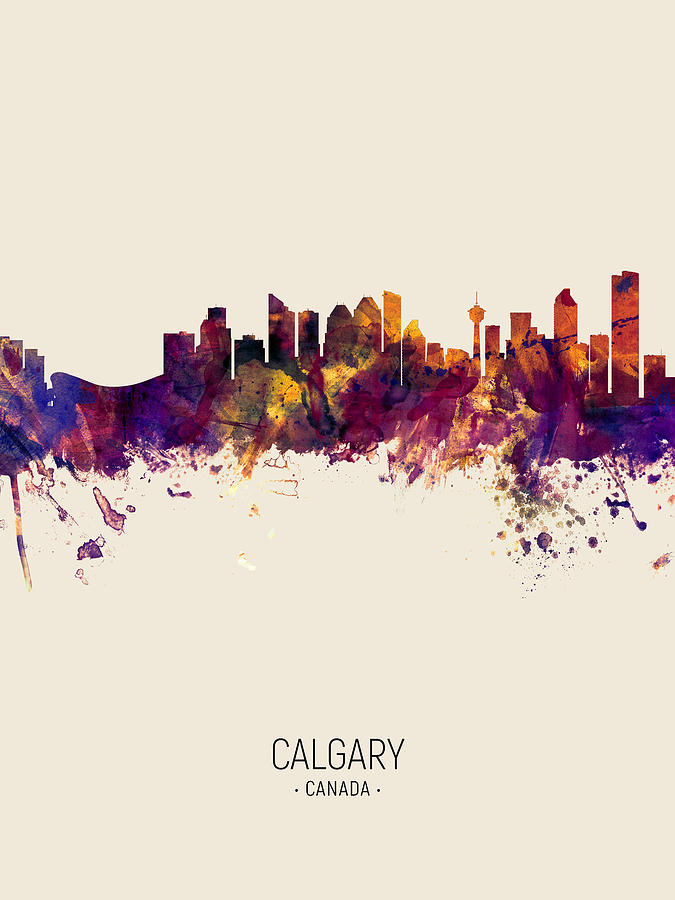Skyline Digital Art - Calgary Canada Skyline #6 by Michael Tompsett
