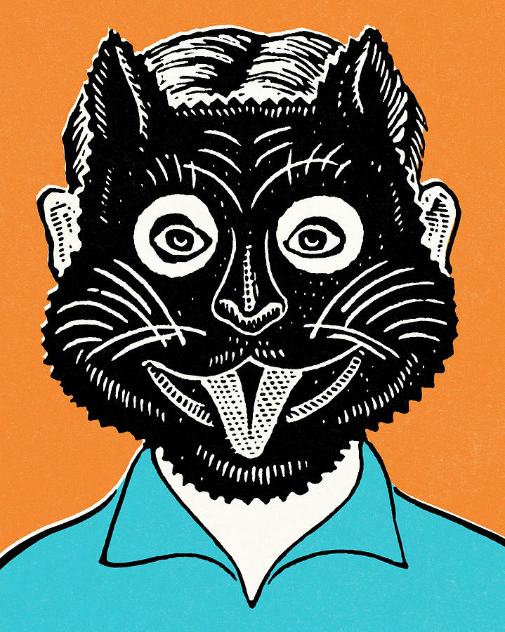 Halloween Drawing - Cat mask #6 by CSA Images