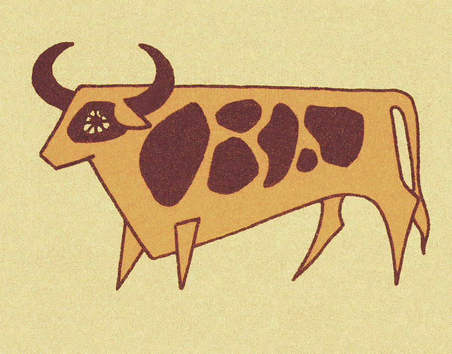 Vintage Drawing - Cattle #6 by CSA Images