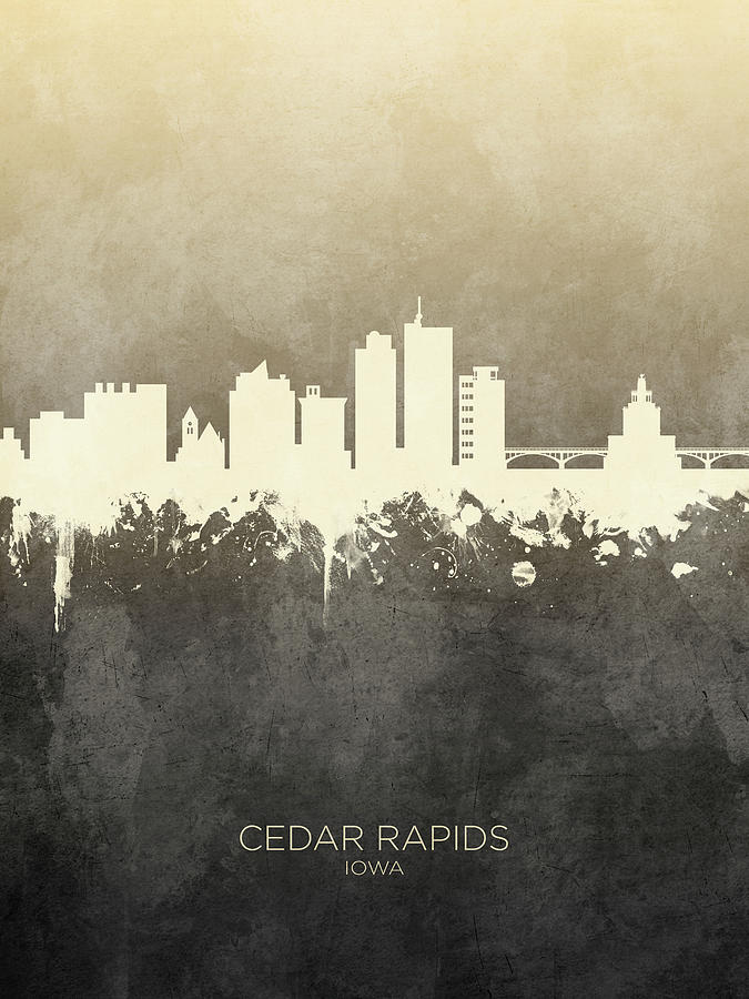 Cedar Rapids Digital Art - Cedar Rapids Iowa Skyline #6 by Michael Tompsett
