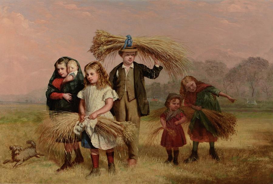 Children Returning Home from Gleaning #6 Painting by MotionAge Designs