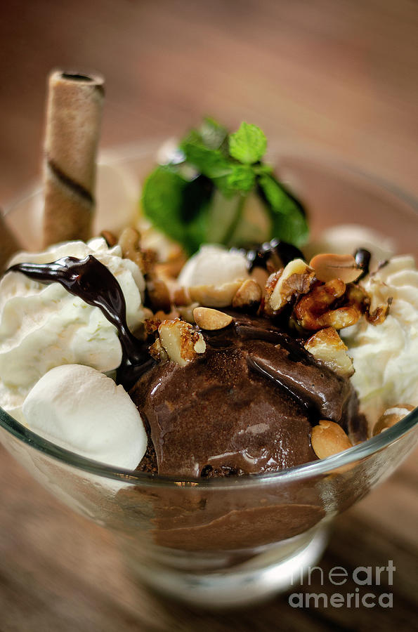 Chocolate And Mint Vanilla Ice Cream Sundae Dessert In Bowl 6 Photograph By Jm Travel