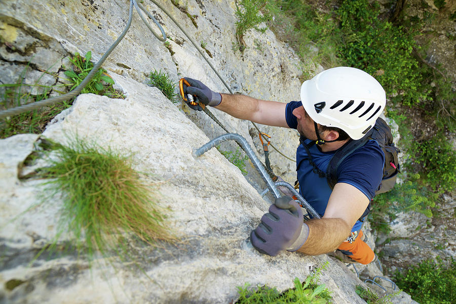 Nature Photograph - Climbing A Ferrata Route In Mascun Ravine In Guara Mountains. #6 by Cavan Images