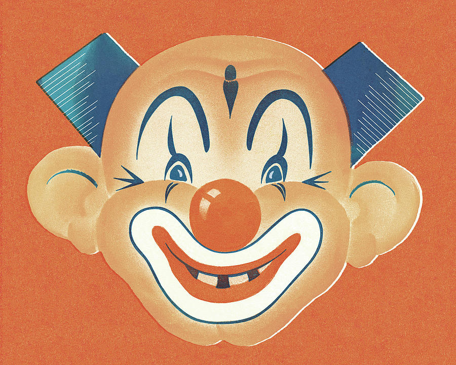 Vintage Drawing - Clown Face #6 by CSA Images