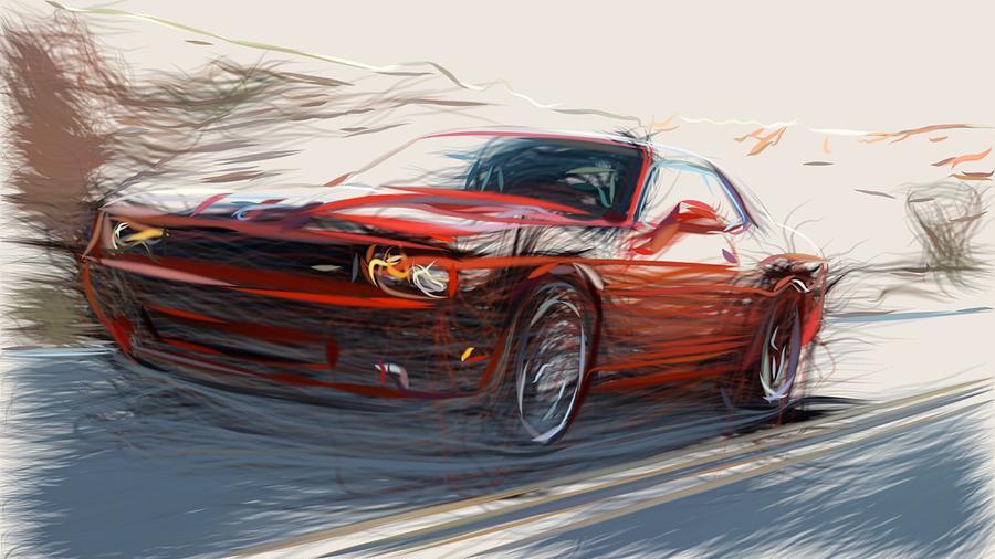 Dodge Challenger SRT8 Draw #6 Digital Art by CarsToon Concept