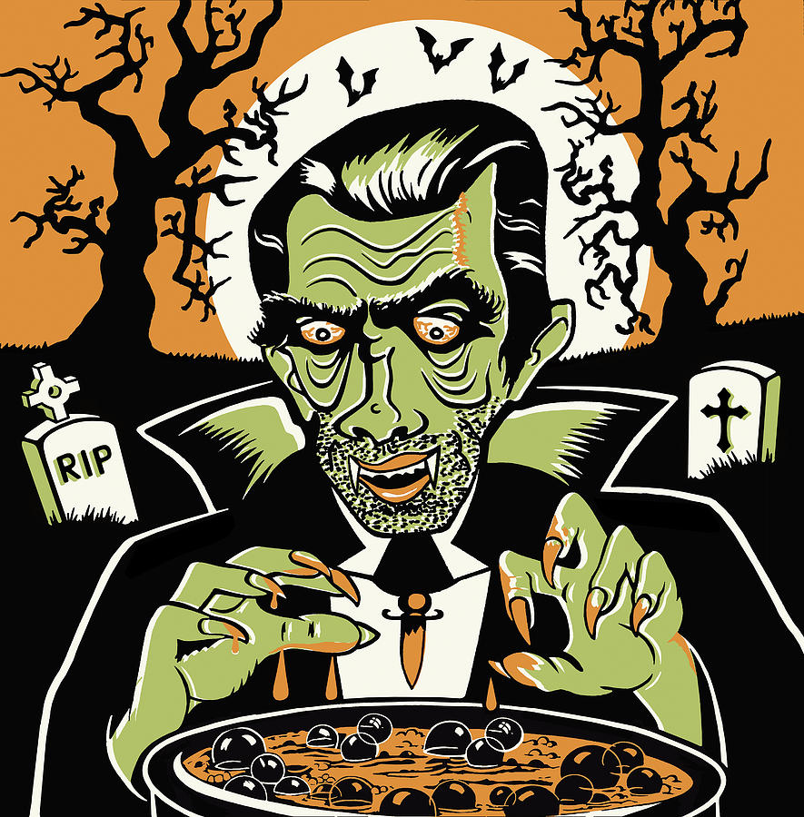 Halloween Drawing - Dracula #6 by CSA Images