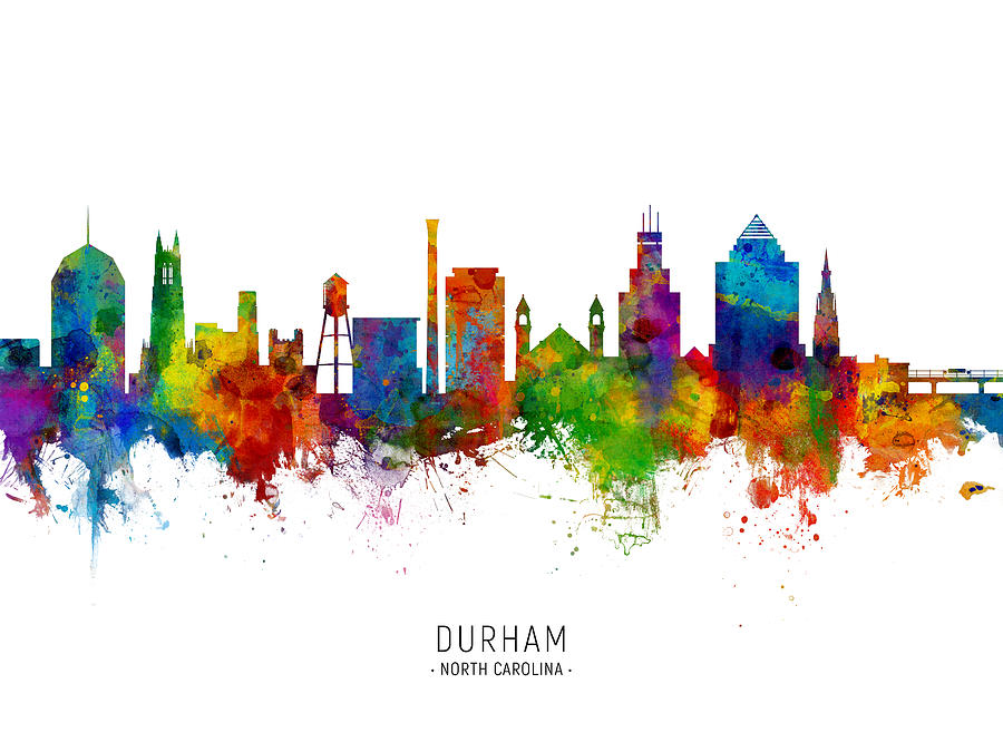 Durham Digital Art - Durham North Carolina Skyline #6 by Michael Tompsett