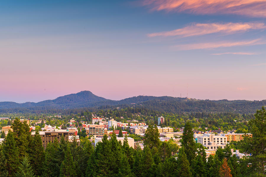 Eugene Photograph - Eugene, Oregon, Usa Downtown Cityscape #6 by Sean Pavone