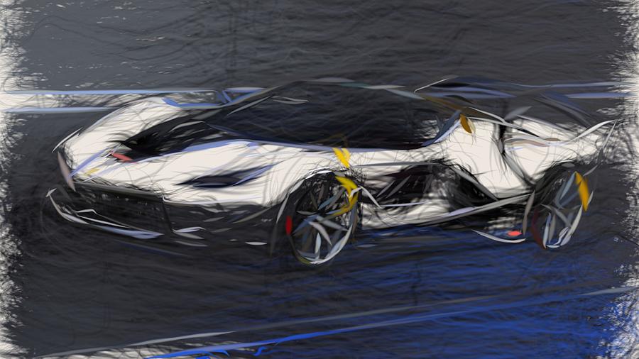 Ferrari FXX K Evo Drawing #7 Digital Art by CarsToon Concept
