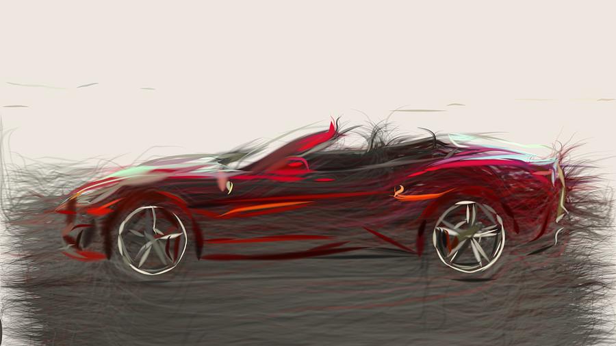 Ferrari Portofino Drawing #7 Digital Art by CarsToon Concept