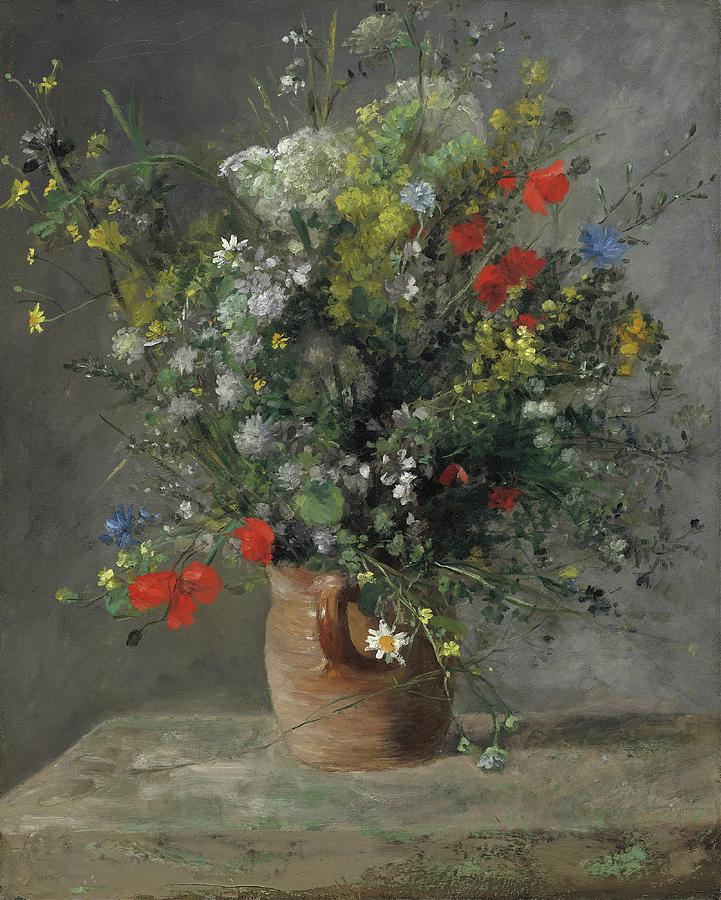 Flowers In A Vase Painting by Pierre-auguste Renoir