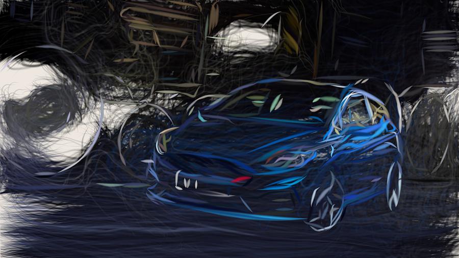 Ford Fiesta ST Drawing #7 Digital Art by CarsToon Concept