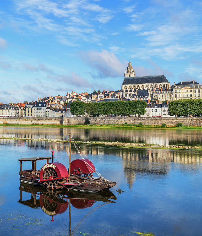France, Centre, Loire Valley, Loir-et-cher, Blois, View Of The Loire River And The Old Town With Its Cathedral #6 Digital Art by Luigi Vaccarella