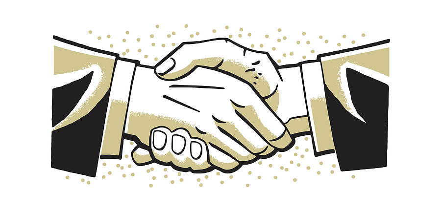 Vintage Drawing - Handshake #6 by CSA Images