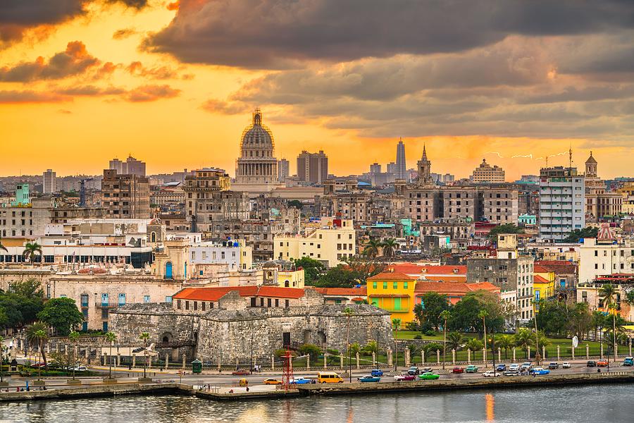 Havana, Cuba Downtown Skyline At Dusk Photograph By Sean Pavone - Fine 