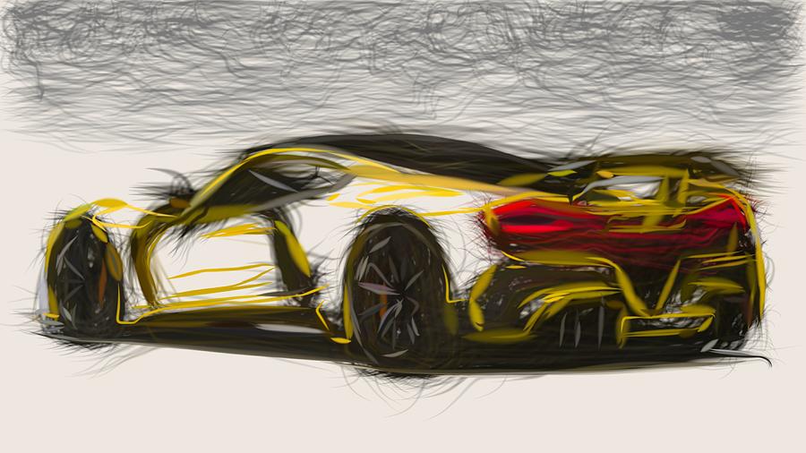 Hennessey Venom F5 Drawing #7 Digital Art by CarsToon Concept