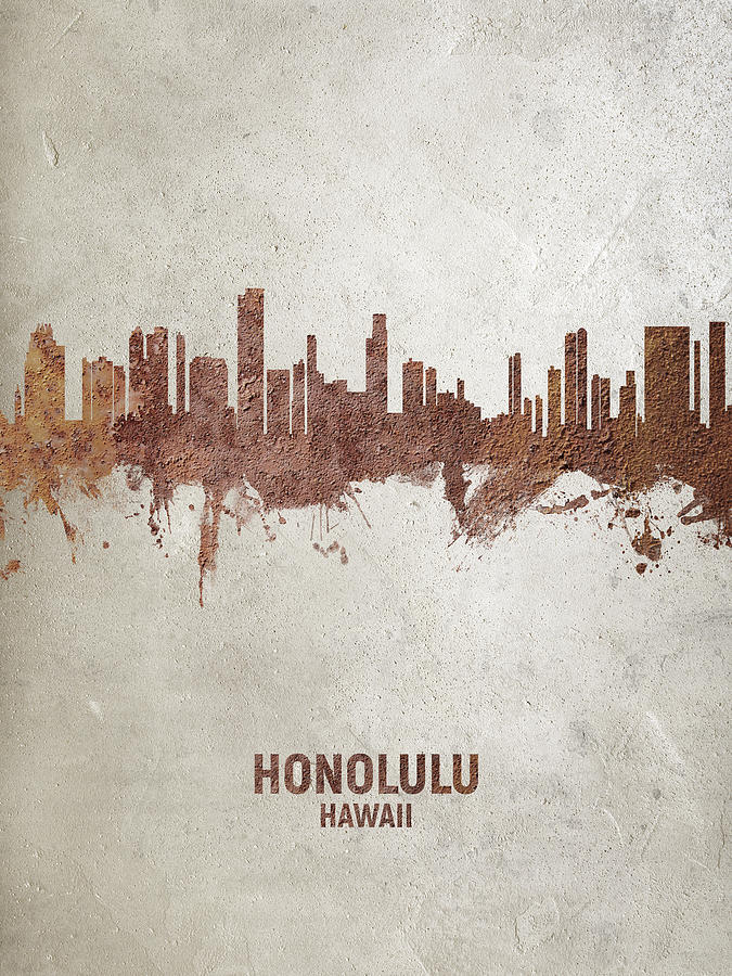 Honolulu Digital Art - Honolulu Hawaii Skyline #6 by Michael Tompsett
