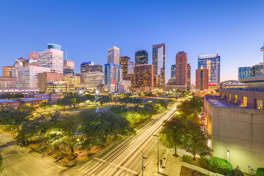 Houston, Texas, Usa Downtown Park Photograph by Sean Pavone - Fine Art ...