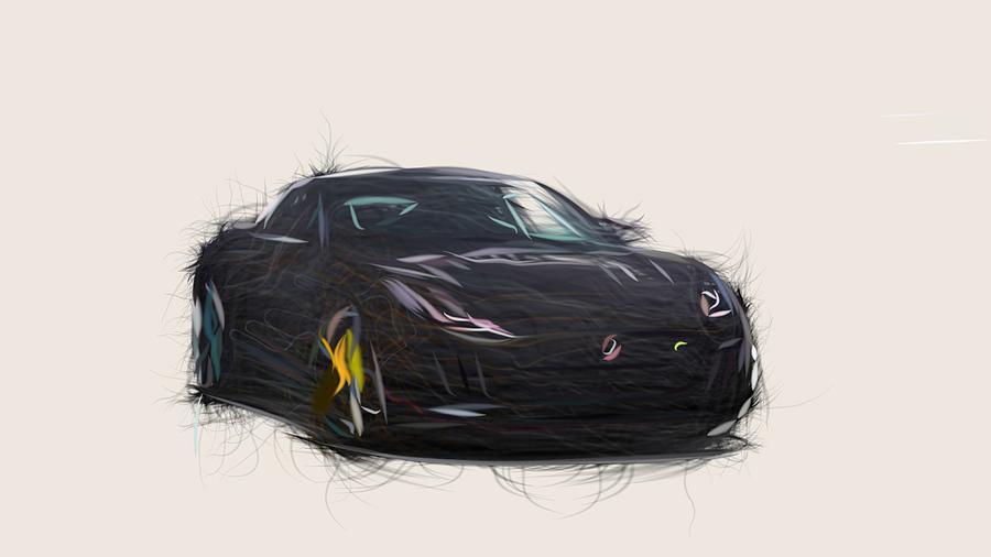Jaguar F Type Draw #7 Digital Art by CarsToon Concept