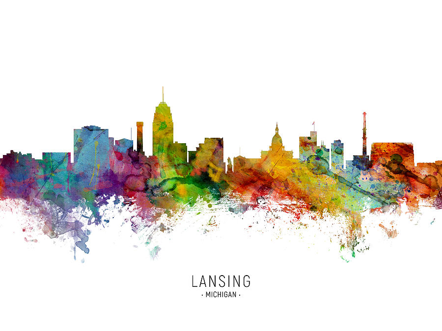 Lansing Michigan Skyline #6 Digital Art by Michael Tompsett