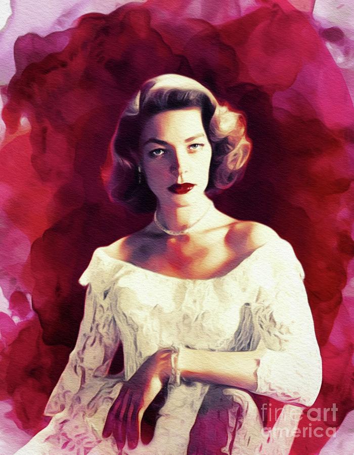 Hollywood Painting - Lauren Bacall, Vintage Movie Star #6 by Esoterica Art Agency
