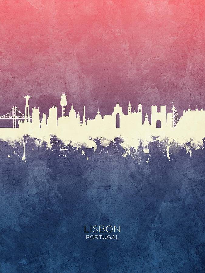 Lisbon Portugal Skyline #6 Digital Art by Michael Tompsett