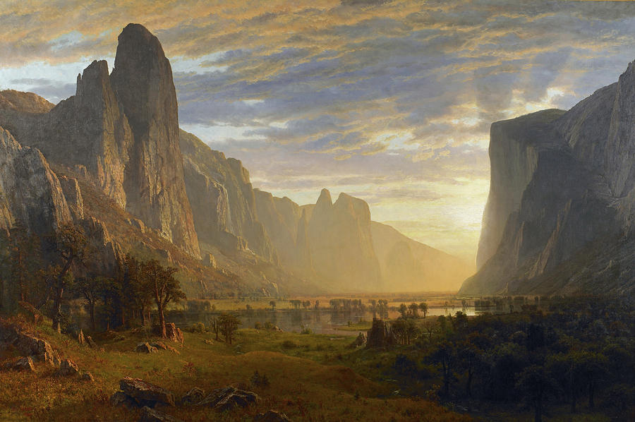 Looking Down Yosemite Valley #6 Painting by Albert Bierstadt