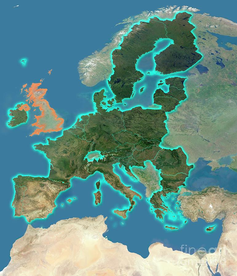 Map Of The European Union After Brexit #6 Photograph by Planetary Visions Ltd/science Photo Library