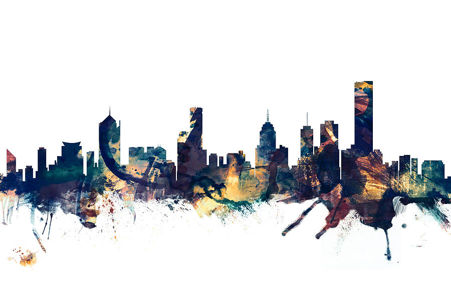 Skyline Digital Art - Melbourne Australia Skyline #6 by Michael Tompsett