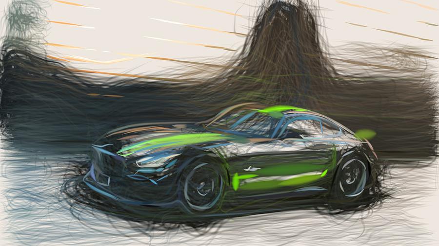 Mercedes AMG GT R PRO Drawing #7 Digital Art by CarsToon Concept