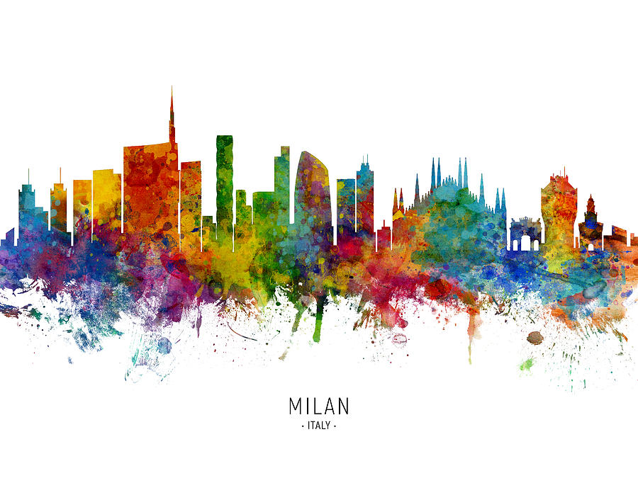 Milan Italy Skyline #6 Digital Art by Michael Tompsett