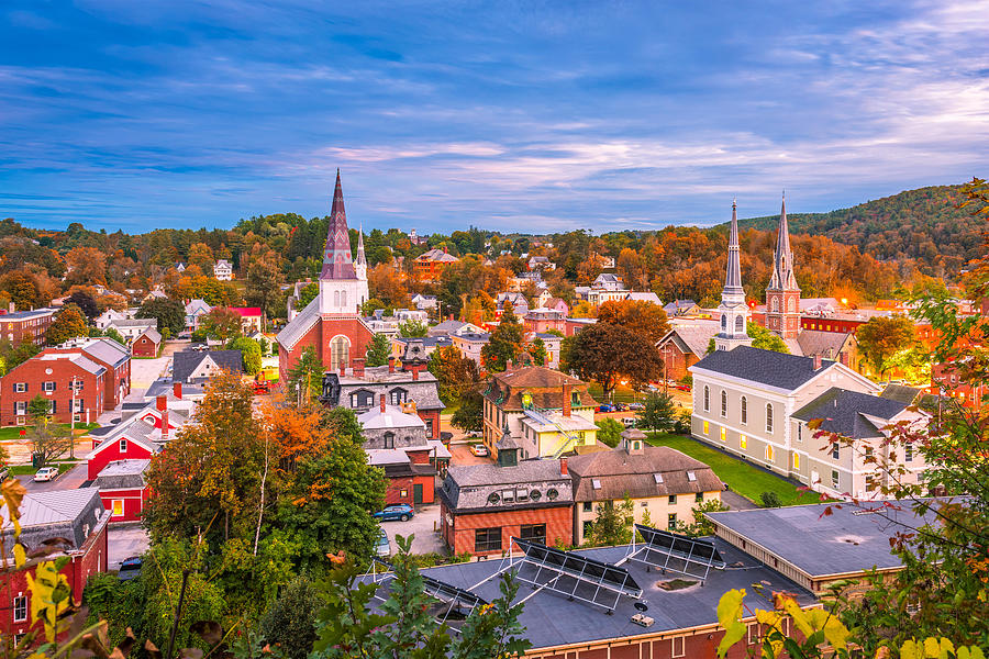 Architecture Photograph - Montpelier, Vermont, Usa Town Skyline #6 by Sean Pavone