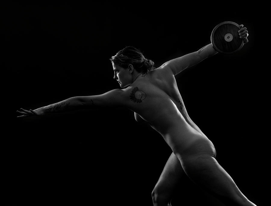 Naked Female Athlete Posing With Discus #6 Photograph by Panoramic Images