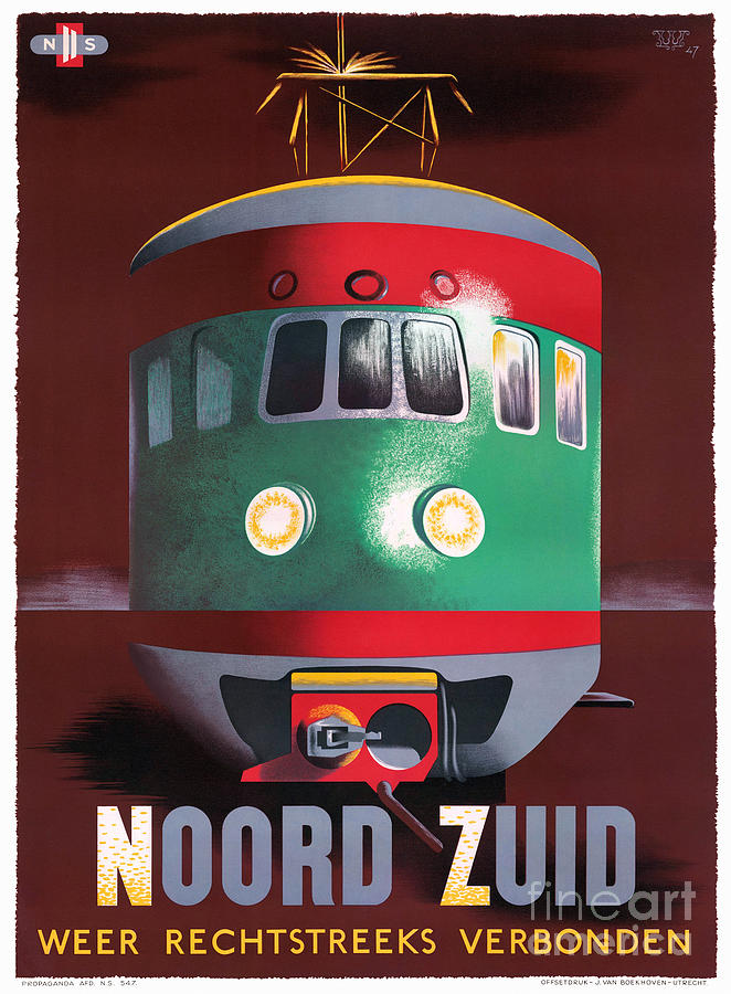 Netherlands Vintage Travel Poster Restored Drawing