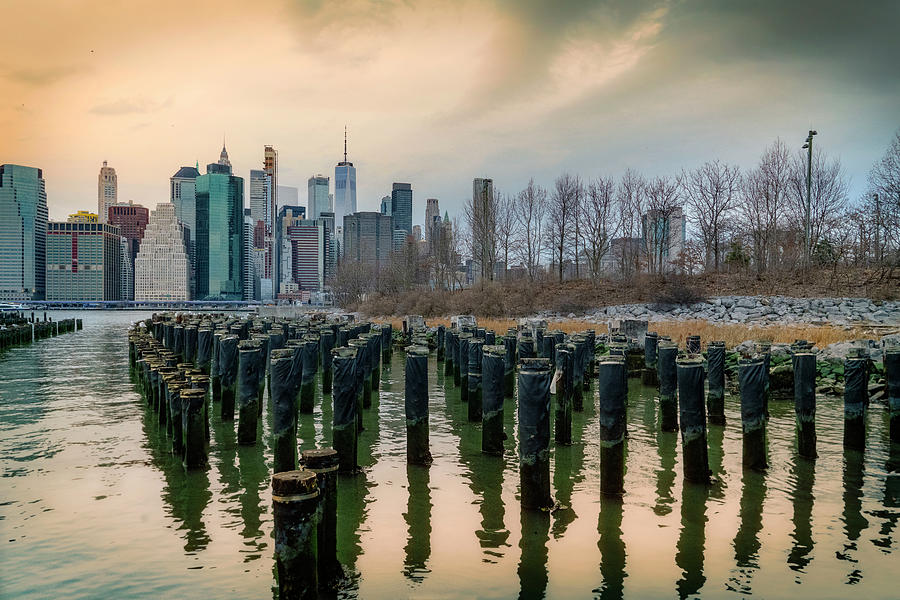 New York City, Downtown Manhattan Seen From Brooklyn #6 Digital Art by Lumiere