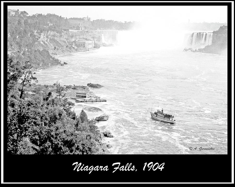 Niagara Falls with Sightseeing Boat, 1904, Vintage Photograph #6 Photograph by A Macarthur Gurmankin
