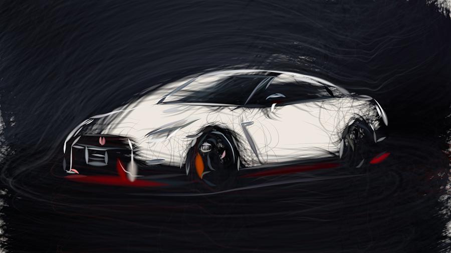 Nissan GT R Draw Digital Art by CarsToon Concept - Fine Art America