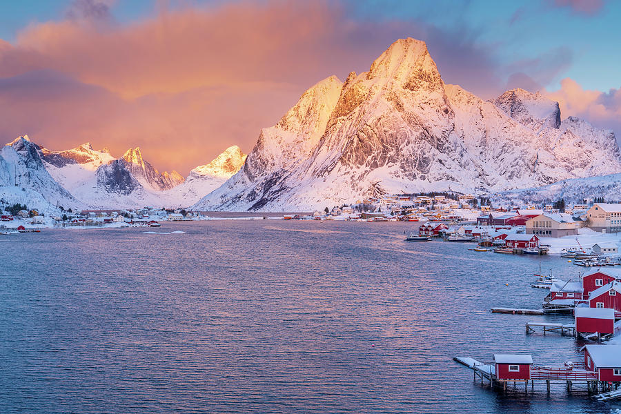 Norway, Nordland, Lofoten Islands, Moskenesoy, Reine Village #6 Digital Art by Sebastian Wasek