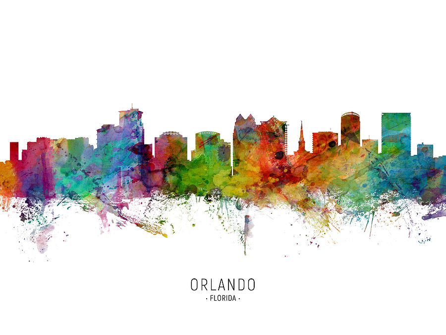 Orlando Digital Art - Orlando Florida Skyline #6 by Michael Tompsett